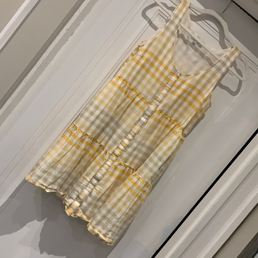 Madewell Button-Front Tiered Mini Dress, size small